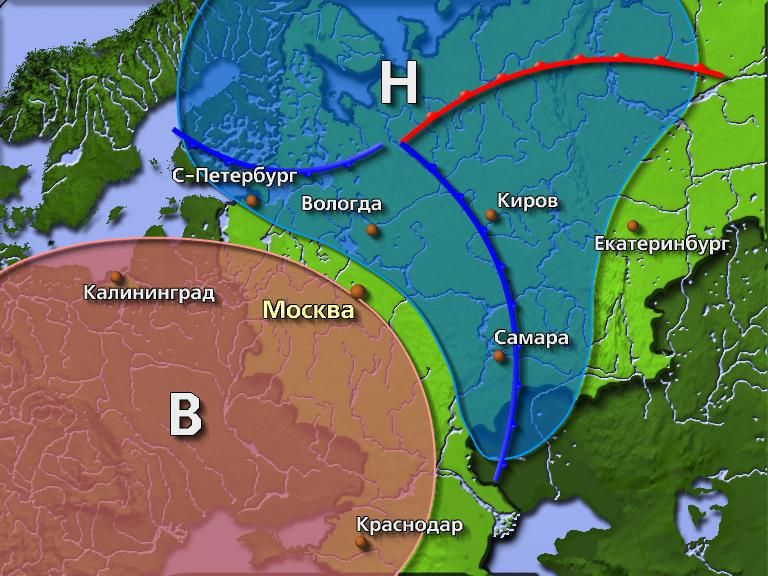 Карта прогноза погоды по россии