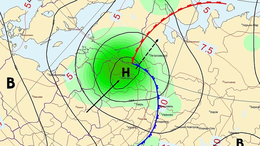 Карта погоды на северо западе россии