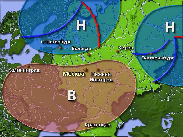 Циклоны антициклоны карта