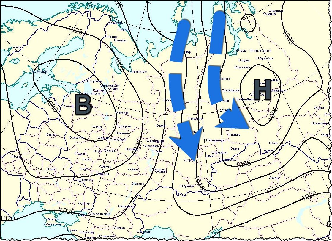 Синоптическая карта северо запад