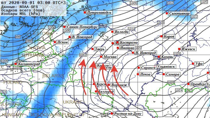 Карта осадков кострома сегодня и завтра. Карта осадков Кострома. Западная периферия антициклона. Метеовести от Фобос. Погода Кострома осадки карта.