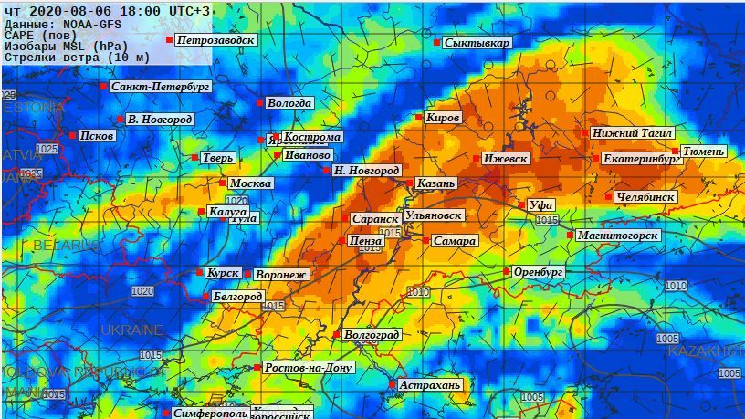 Карта гроз и осадков в реальном времени вологда